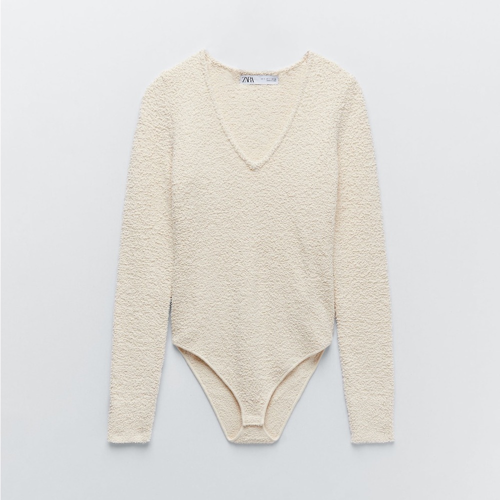 NWOT Zara Textured Knit Bodysuit - Picture 4 of 9
